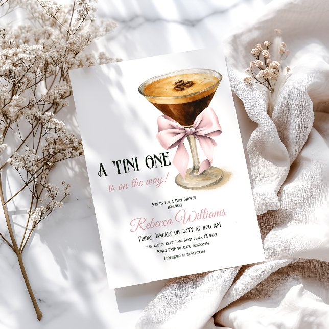 Convite Um Arco Rosa Tini, Chá de fraldas Espresso Martini (Criador carregado)