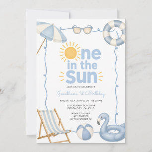 Convite Um Azul Um no Sol Aniversário de 1 ano Festa de Ve