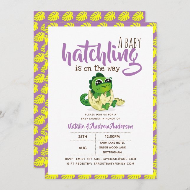 Convite Um Bebê Batendo No Caminho Do Dinossauro Custa Rox (Frente/Verso)