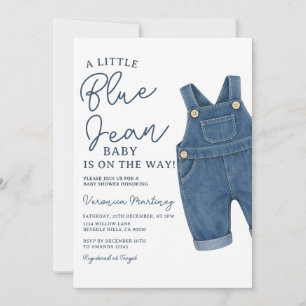 Convite Um bebê de jeans azul está a caminho Churrasco de