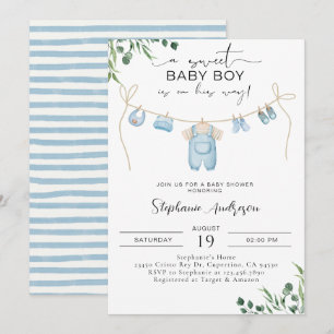 Convite Um bebê doce está a caminho do Azul Azul