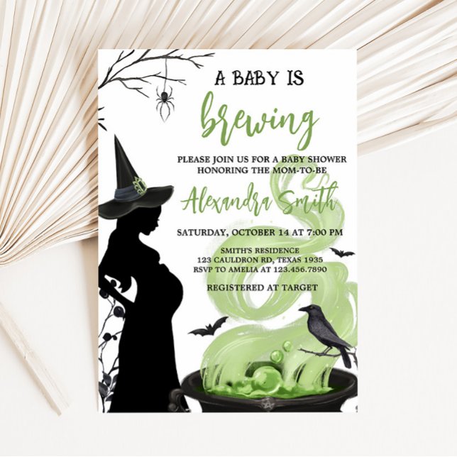 Convite Um bebê está a criar Chá de fraldas de Dia das Bru (Green A Baby is Brewing Baby Shower Invitation)