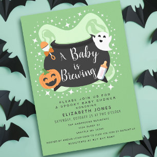 Convite Um bebê está a criar Chá de fraldas de Halloween