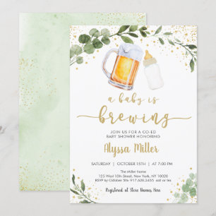 Convite Um Bebê Está A Criar Chá de fraldas Dourado De Ver