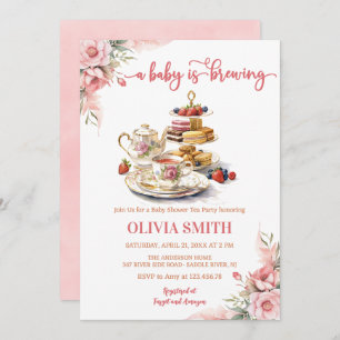 Convite Um bebê está a criar Chá de fraldas floral do Tea 