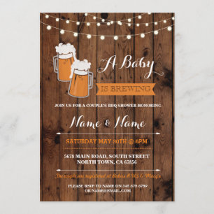 Convite Um bebê está a fazer Chás de cerveja, CHURRASCO