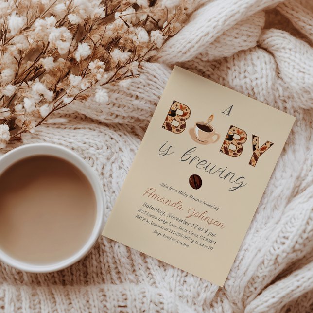 Convite Um bebê está criando Chá de fraldas de café (Criador carregado)