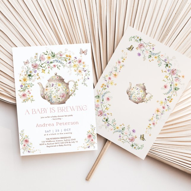 Convite Um Bebê está criando Chá de fraldas de festas de f (Criador carregado)