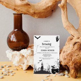 Convite Um bebê está criando Chá de fraldas preto no Hallo