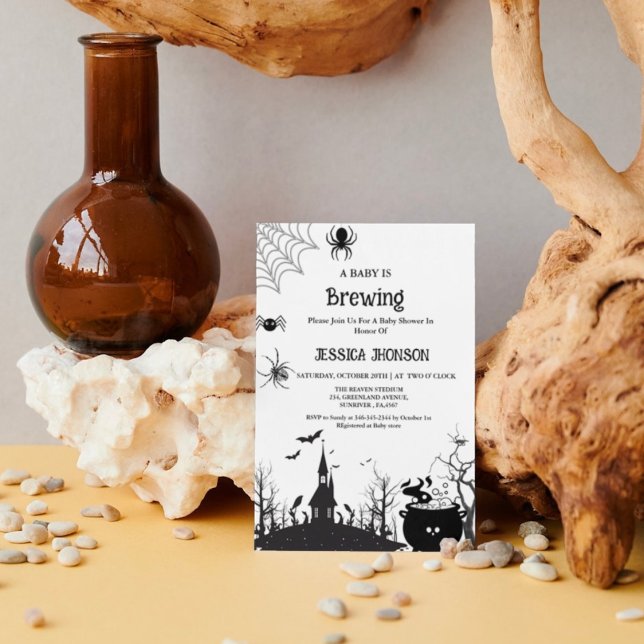 Convite Um bebê está criando Chá de fraldas preto no Hallo (Criador carregado)