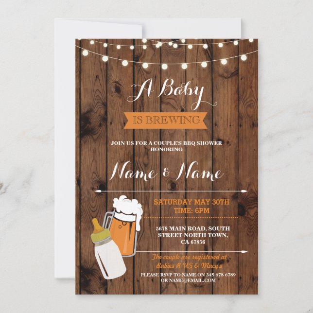 Convite Um bebê está fabricando cerveja cervejas do chá a (Frente)