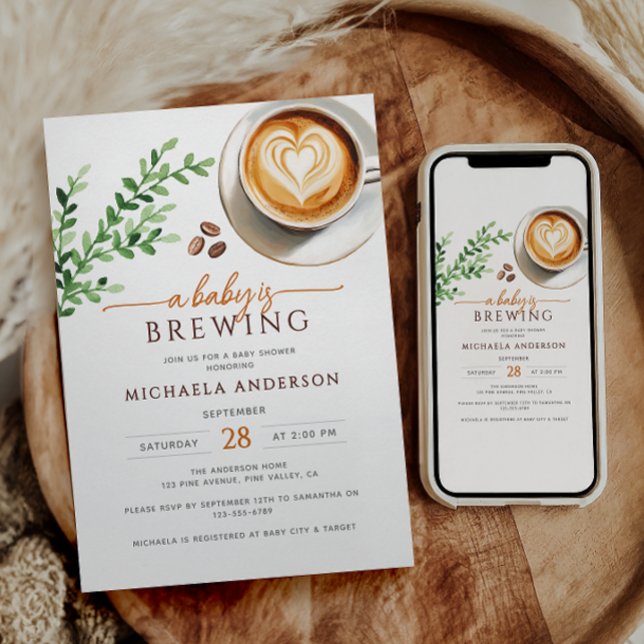 Convite Um Bebê Está Fazendo Chá de fraldas De Café Com Aq (Criador carregado)