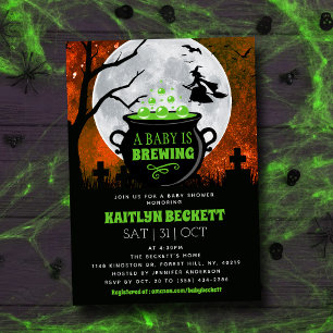 Convite Um Bebê Está Fazendo Chá de fraldas De Halloween