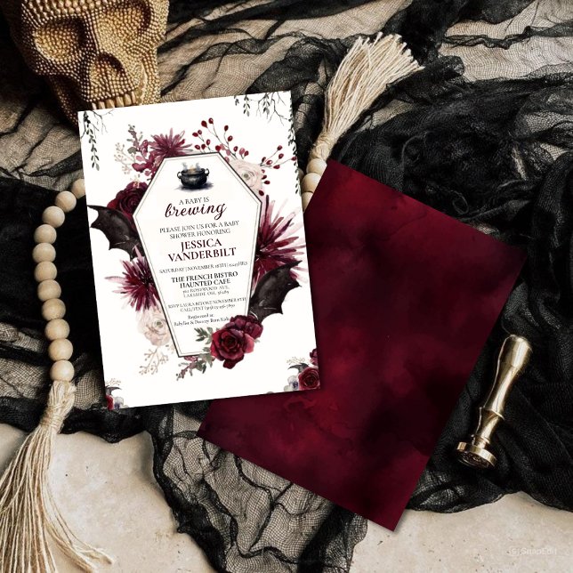 Convite Um Bebê Está Fazendo Chá de fraldas De Halloween (Criador carregado)