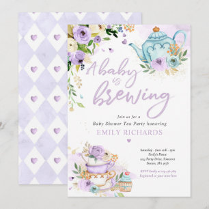 Convite Um Bebê Está Fazendo Chá de fraldas De Tea Part