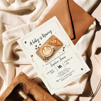 Convite Um Bebê Está Fazendo Chá de fraldas Do Tema Do Caf