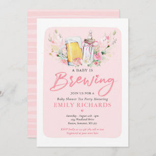 Convite Um Bebê Está Fazendo Garrafa E Chá de fraldas De C