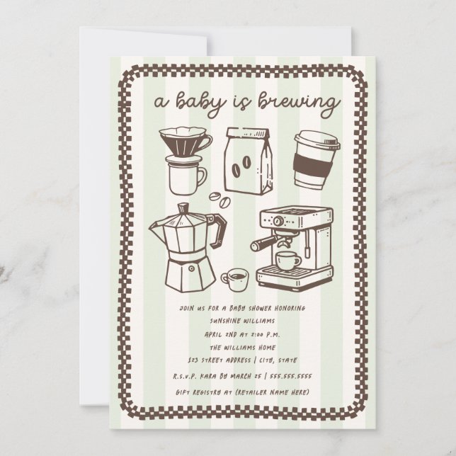 Convite Um Bebê Está Preparando Café Chá de Bebê Neutro (Frente)