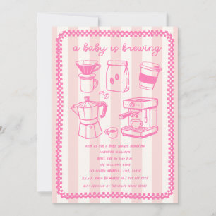 Convite Um Bebê Está Preparando Café Menina Rosa Chás de B
