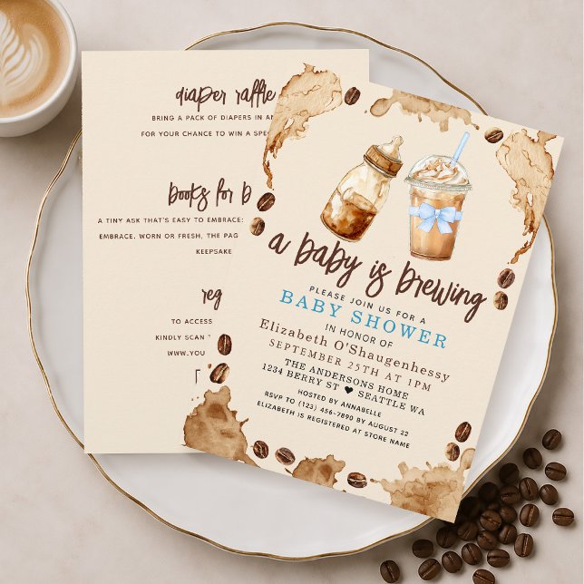 Convite Um Bebê está Preparando Café Menino Chá de Bebê Tu (Criador carregado)