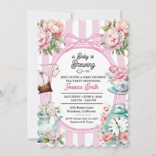 Convite Um Bebê está Preparando Chá Baby Shower Floral Vin