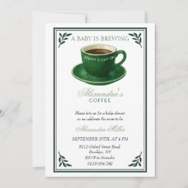 Convite Um Bebê Está Preparando Xícara de Café Chá de Bebê