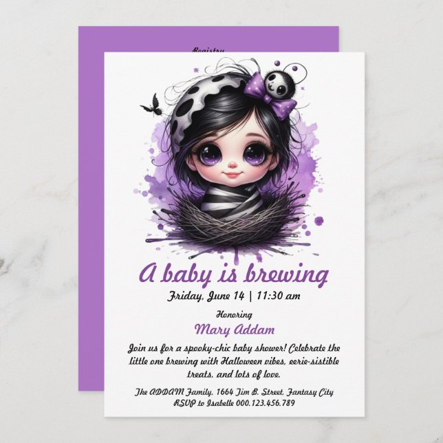 Convite Um bebê está se preparando - Chá de fraldas de Dia (Frente/Verso)