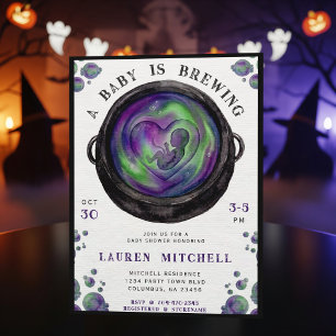 Convite Um Bebê Está Sendo Preparado Cauldron Halloween Ch