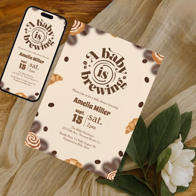 Convite Um Bebê Está Sendo Preparado Chá de Bebê Café (Criador carregado)