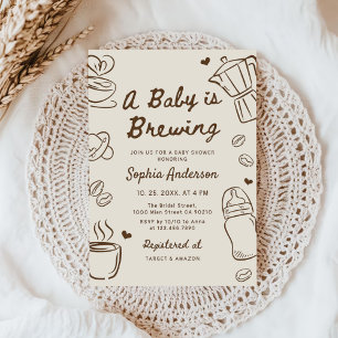 Convite Um Bebê Está Sendo Preparado Chá de Bebê de Café D