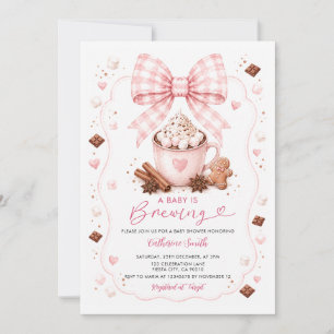 Convite Um Bebê Está Sendo Preparado Chá de Bebê Rosa com