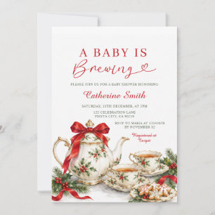 Convite Um Bebê Está Sendo Preparado Chá de Natal Shower F