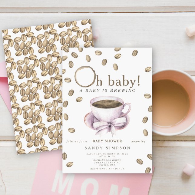 Convite Um Bebê Está Sendo Preparado Oh Bebê Grãos de Café (Criador carregado)