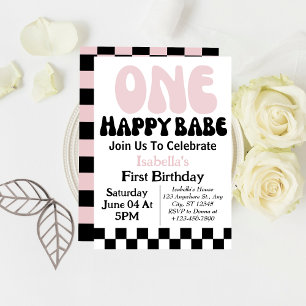 Convite Um Bebê Feliz Menina Personalizada 1º Primeiro Ani