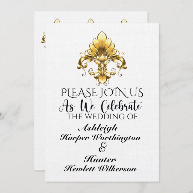 Convite Um belo dia para um casamento em Linen - Veja de t (Frente/Verso)