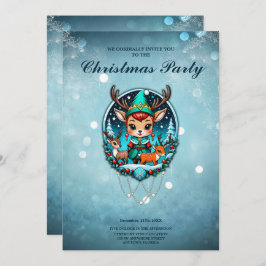 Convite Um belo estilo cartoon rener elf