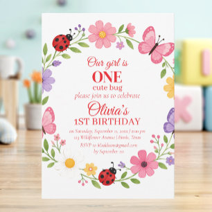 Convite UM Bicho Fofo Aniversário de 1 ano da Joaninha