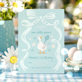 Convite Um Bobo de Festa de primeiro aniversario de Ganso 