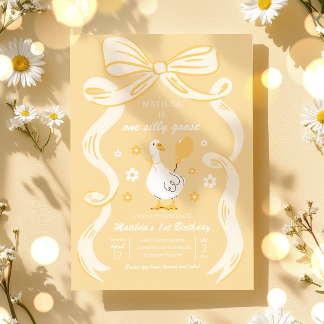 Convite Um Bobo de Festa de primeiro aniversario de Ganso  (Criador carregado)