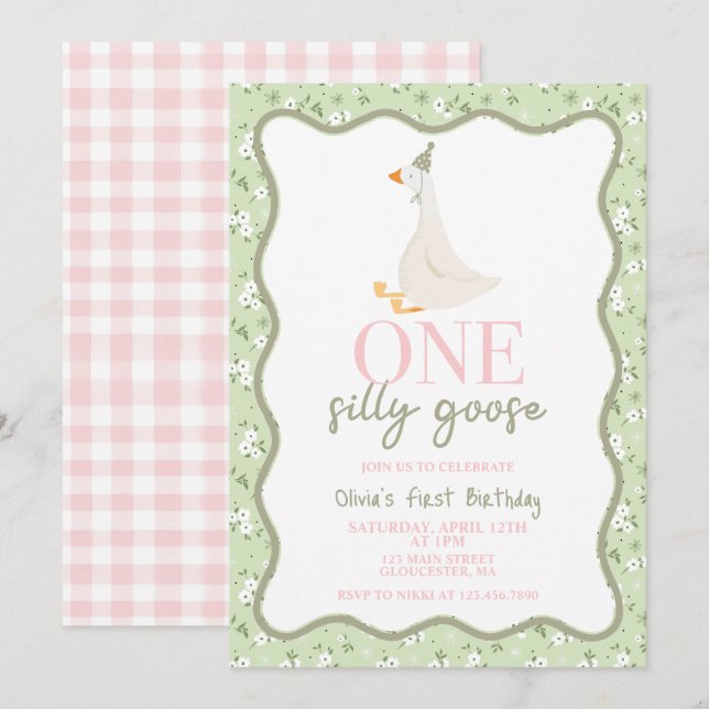 Convite Um Bobo fica rosa e verde (Frente/Verso)