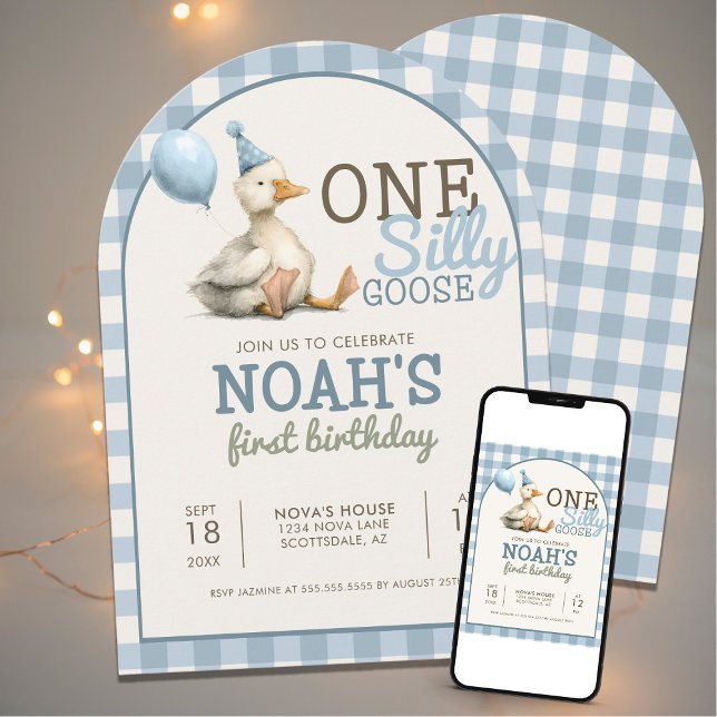 Convite Um Bobo ganha o arco de primeiro aniversario azul  (Criador carregado)