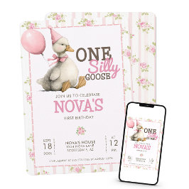 Convite Um Bobo ganha primeiro aniversario rosa personaliz
