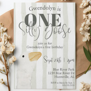 Convite Um Bobo Goose Cuja Parte de primeiro aniversario d