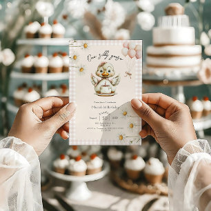 Convite Um Bobo Goose Girl primeiro aniversario