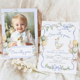 Convite Um Bobo Goose Photo Boy primeiro aniversario