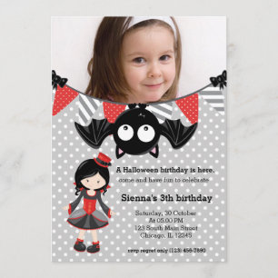 Convite Um bom aniversário para vampiros com uma foto