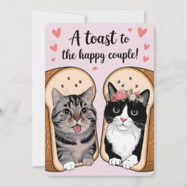 Convite Um Brinde ao Feliz Casal Gato Divertido Noivado