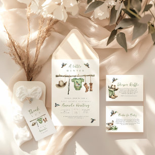 Convite Um caçador está a caminho do chá de fraldas