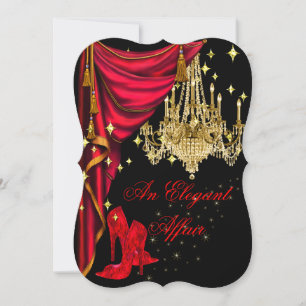 Convite Um Candelabro de Aniversário Vermelho Dourado Eleg