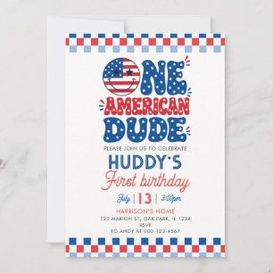 Convite Um Cara Americano Aniversário de 4 de Julho